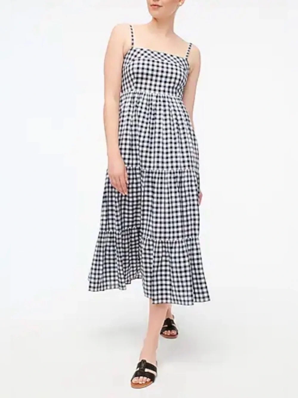 Nwot J.Crew Gingham midi Tiered Dress
